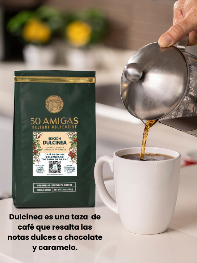 Indiegrow café 50 amigas café colombiano gourmet organico especial producido por 50 mujeres cabeza de familia que se unieron para generar bienestar a sus familias. 