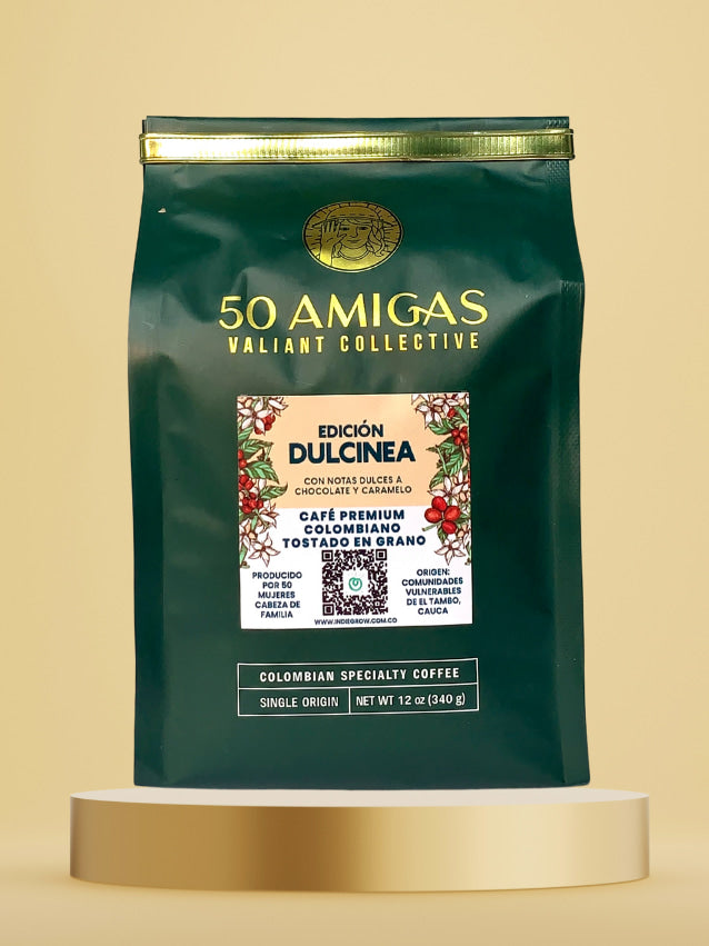 Indiegrow café 50 amigas café colombiano gourmet organico especial producido por 50 mujeres cabeza de familia que se unieron para generar bienestar a sus familias. 