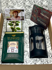 Indiegrow kit de café 50 amigas regalo original café colombiano gourmet organico especial producido por 50 mujeres cabeza de familia que se unieron para generar bienestar a sus familias. 