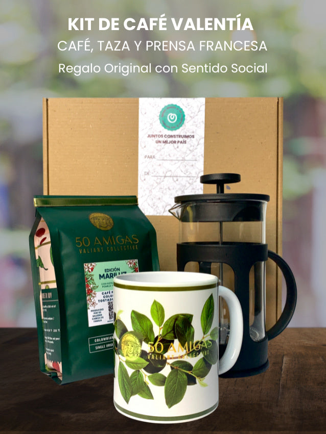 Indiegrow kit de café 50 amigas regalo original café colombiano gourmet organico especial producido por 50 mujeres cabeza de familia que se unieron para generar bienestar a sus familias. 