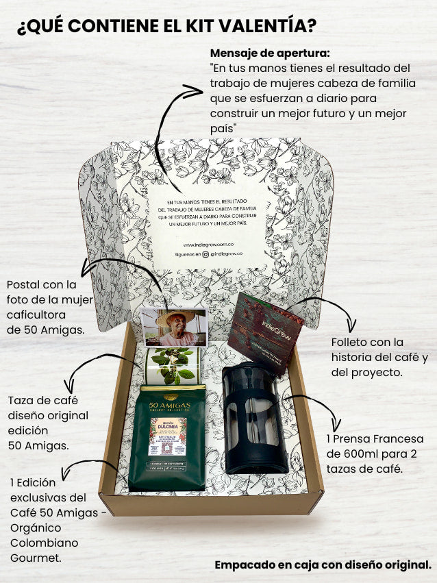 Kit de Café con Prensa Francesa y Taza  Original y con Sentido Social –  Indiegrow